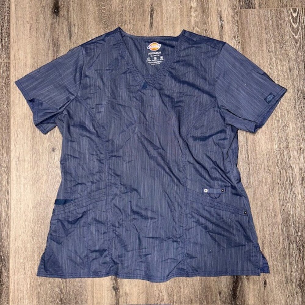 Pewter Dickies Scrubs Advance Unisex V Neck 3 Pocket Top DK695 Pants DK165 Sz XL - Picture 2 of 8